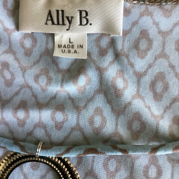 VTG Retro Ally B Ruched Short Sleeve Jersey Knit Top Choker Accent Sz L 158B - Picture 7 of 9